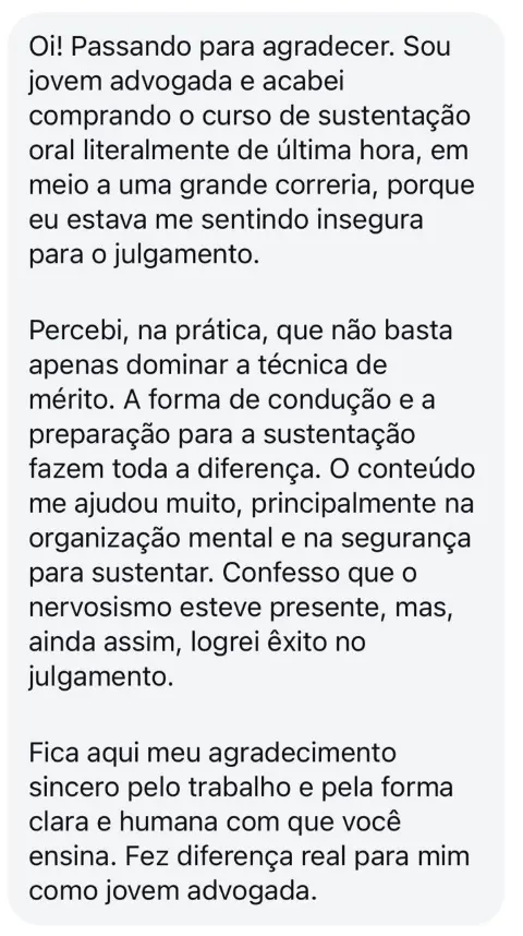Jovem advogada relata sua experiência no julgamento após o curso
