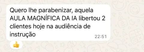 Aluno relata aplicação prática em audiência de instrução
